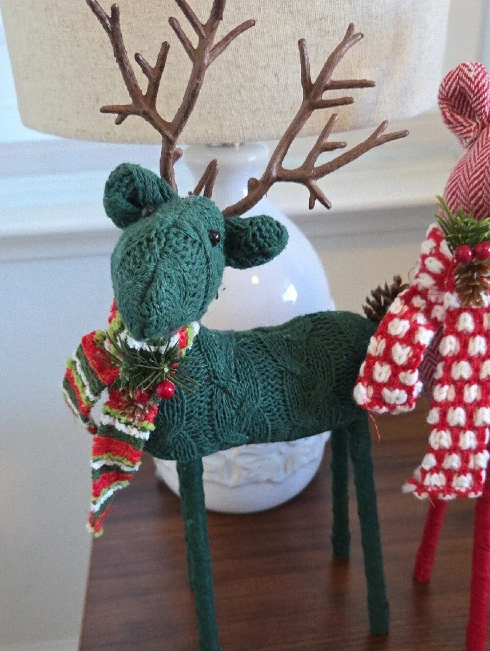 Target Red and Green Knit Reindeer Pair Holiday Décor